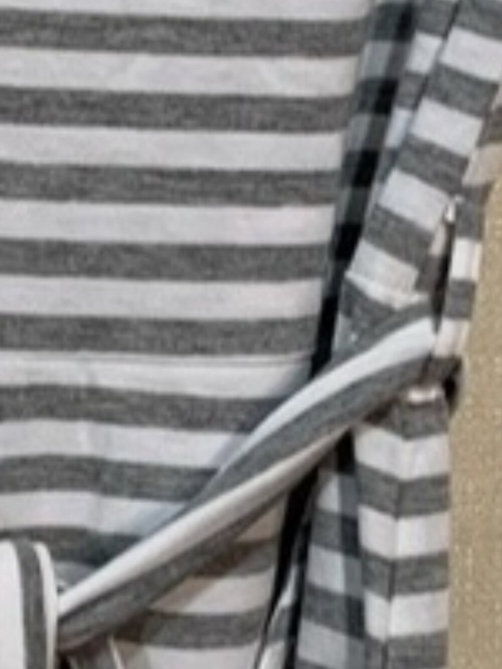 Gray & White Striped Midi Dress with Self Tie Waist a1/36